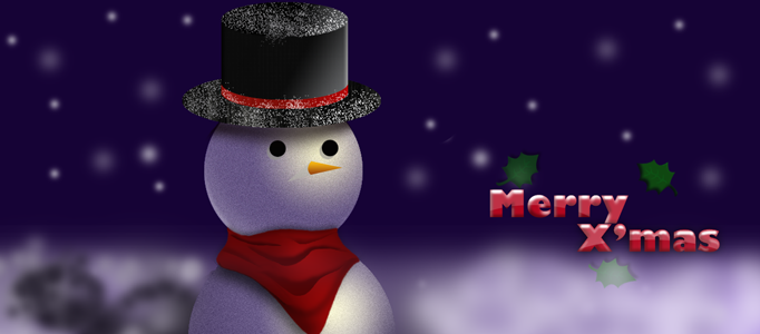 Create a Christmas Card – Awesome Snowman in Night Scene