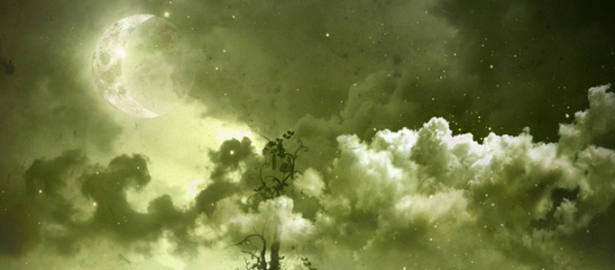 Create a Dramatic Night Scenery in Green