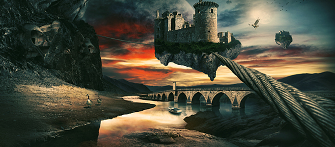 Create an Imaginative Flying Castle Scenery