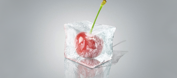 A fruit inside 3D Ice Cube