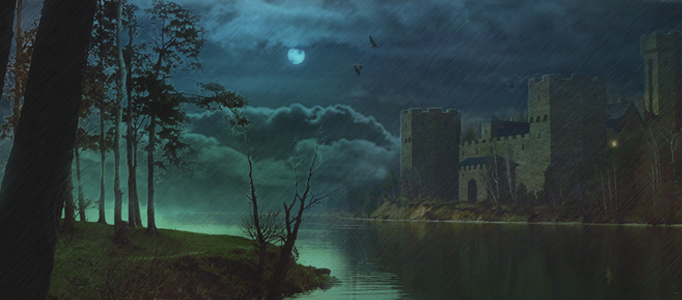 A Wonderful Night Scene for a Castle and River