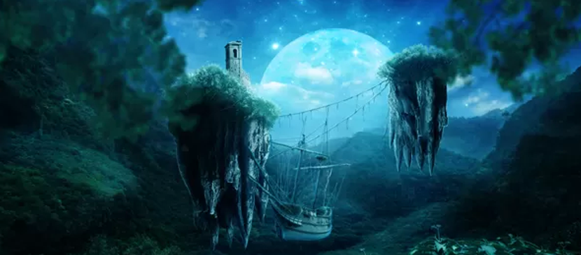 Create a Fantastic Floating Islands in Night Scene