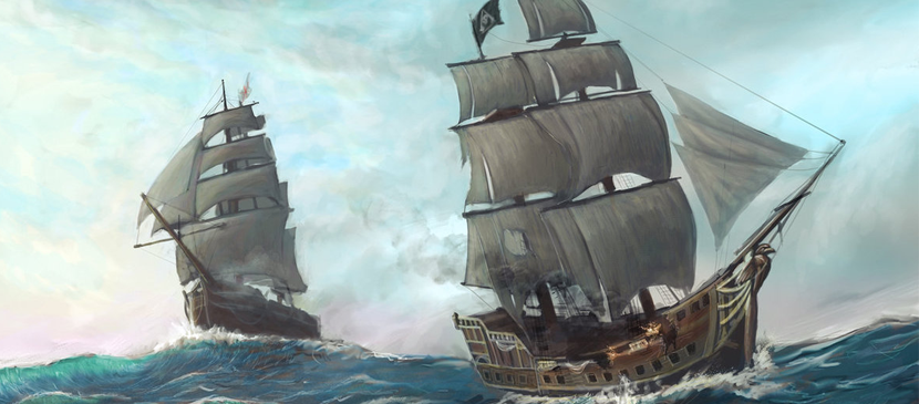 Idea of Digital Painting for Battle Scene in the Ocean