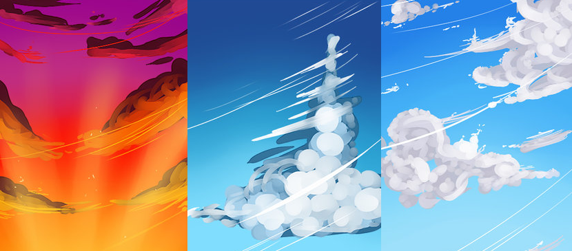 Painting Different Kinds of Clouds for Different Timing