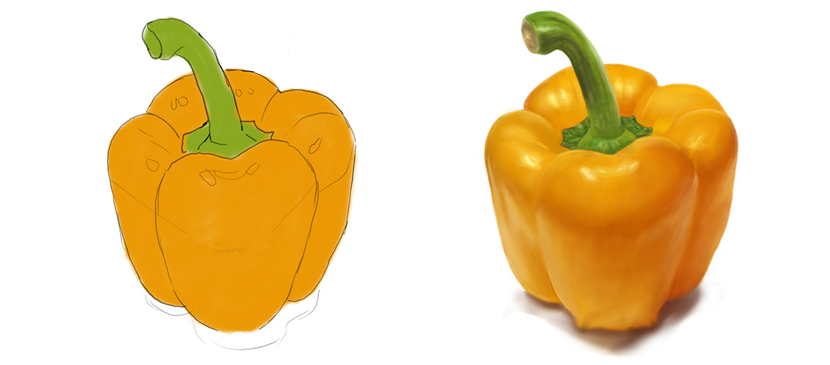Drawing a Realistic Yellow Pepper