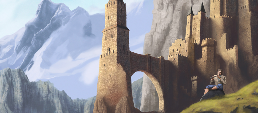 Painting a Castle and Mountain Scene