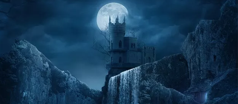 Drawing a Fantastic Castle under the Moon