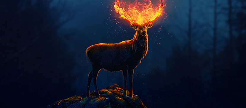 Photoshop Effect of Creating a Flaming Deer