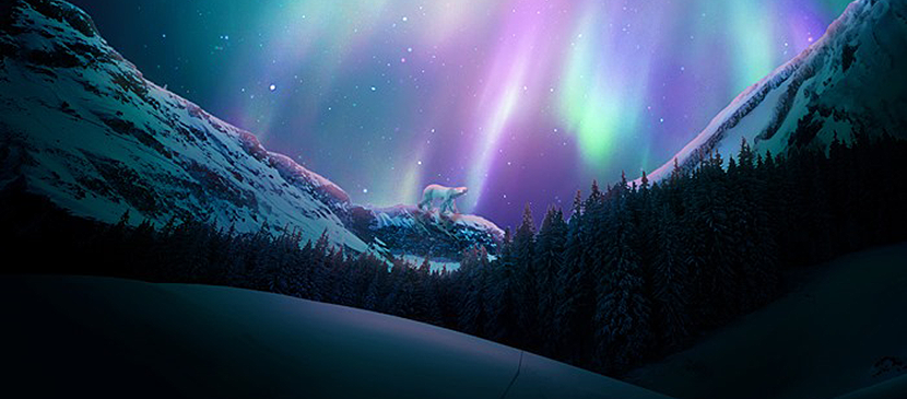 Create a Vivid Winter Aurora Landscape