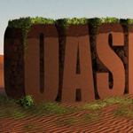 create a super d text scene in desert