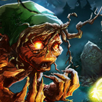 create a fantastic art a wooden man in a forest