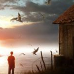 painting a super future city under sunset