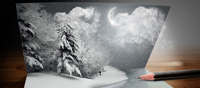 Awesome Christmas Card Creation - Snow Scene in Photoshop