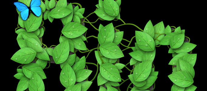 Fantastic Text Effect Using Tree Leaf