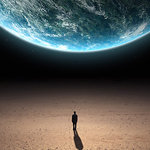 Photo Manipulation a Man facing a Planet