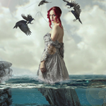 Manipulating a Lady Standing in a Water Scene