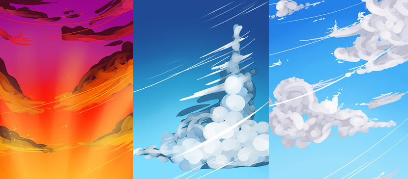 Painting Different Kinds of Clouds for Different Timing