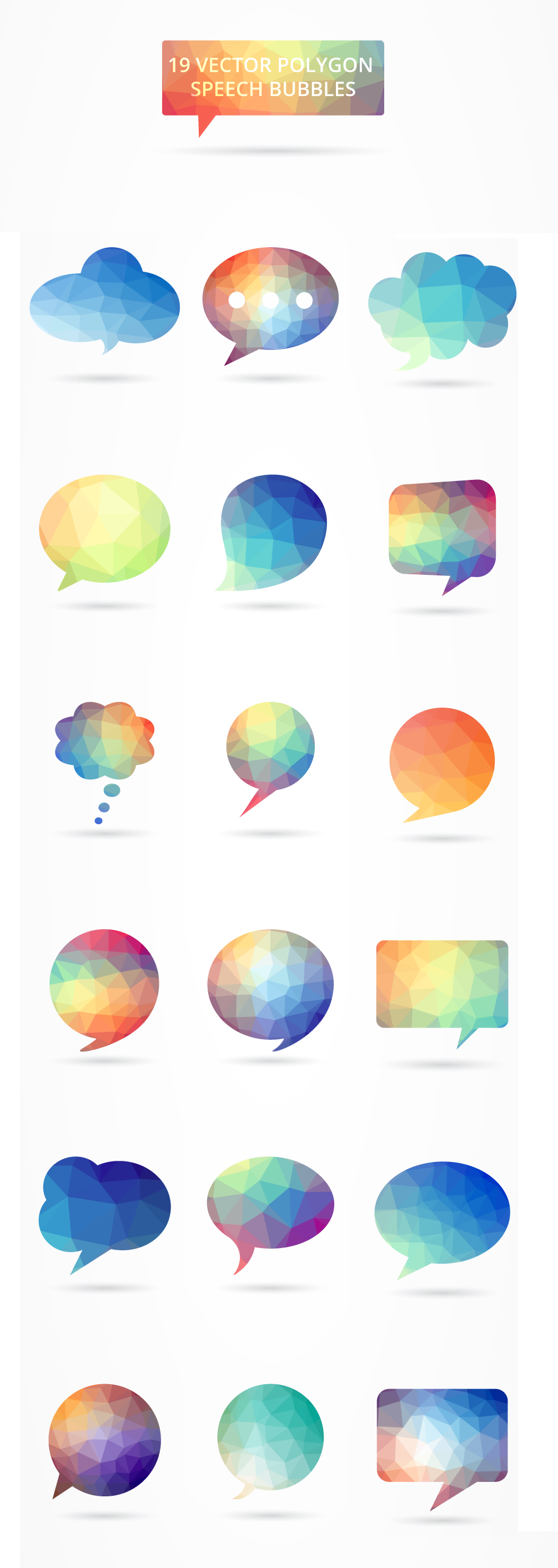 Free Download: Vector Polygon Speech Bubble Icons