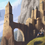Painting a Castle and Mountain Scene