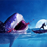 Photo Manipulatiion Catching a Shark Scene
