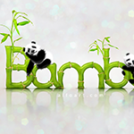 Panda Illustration and Realistic Bamboo Text Effect icon